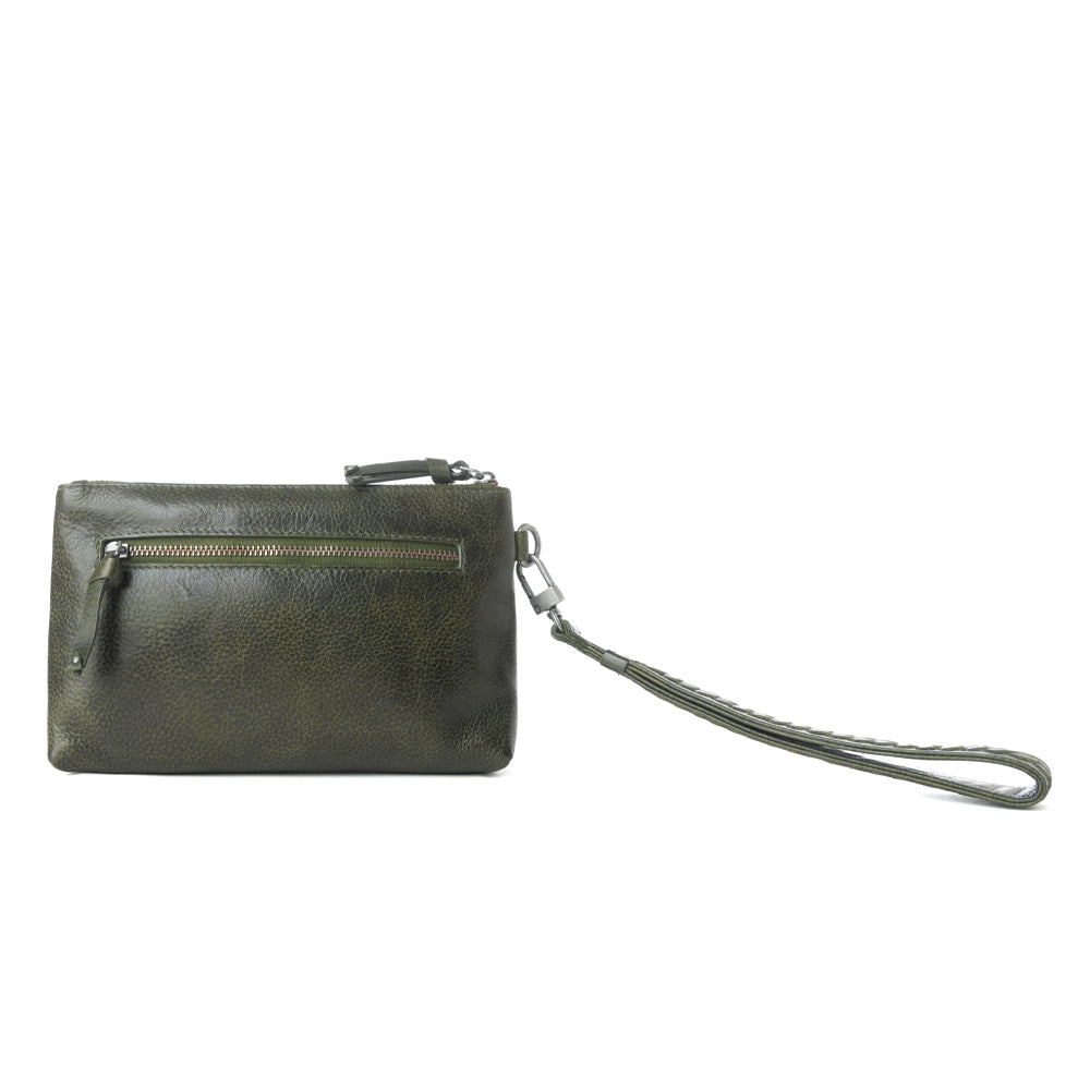 Zidana Mini Leather Wristlet in Ashen Sage