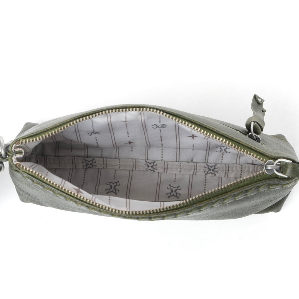 Zidana Mini Leather Wristlet in Ashen Sage