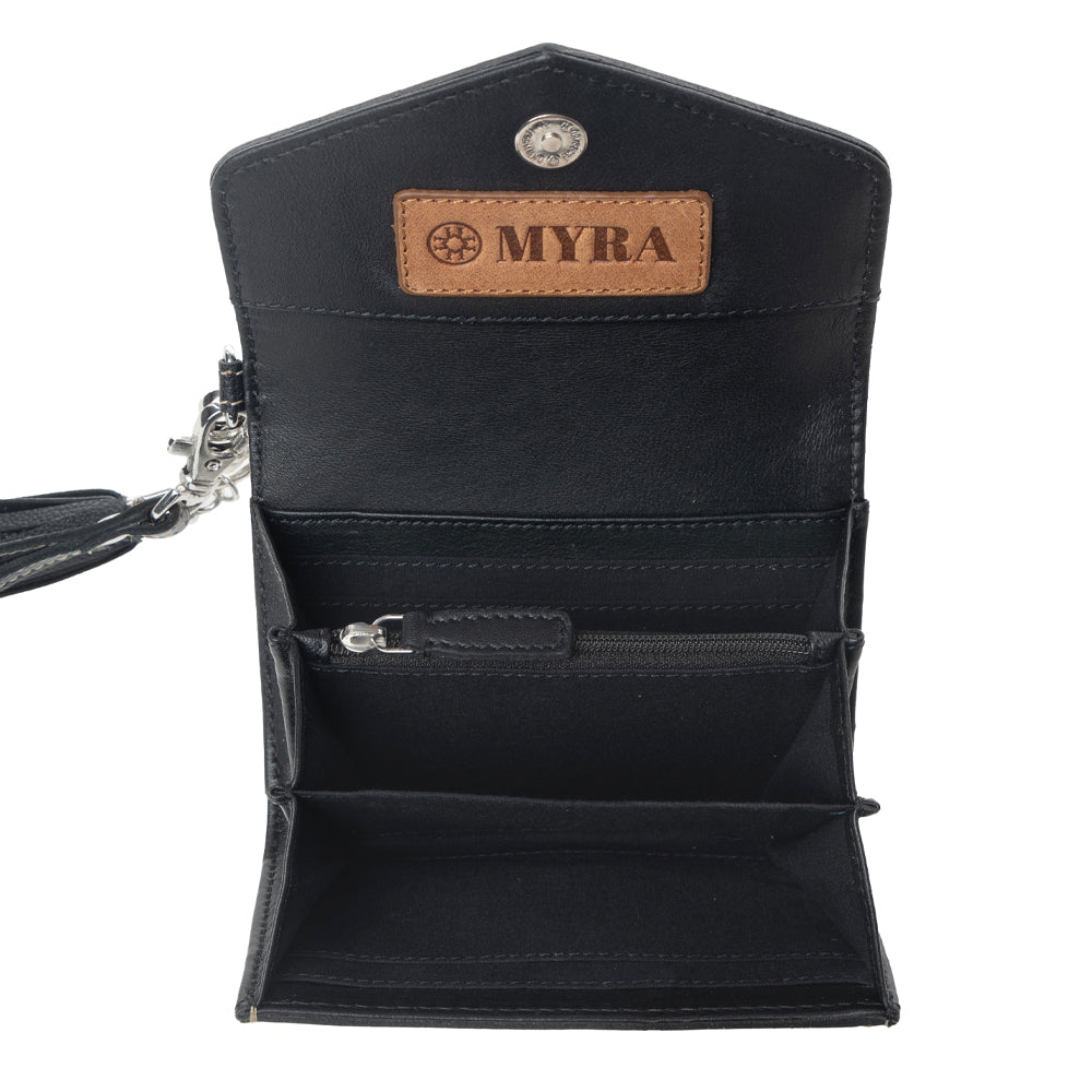 Elise Hand-Tooled Leather Wallet in Dark Mist