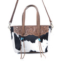 Saddle Crestfall Hand-Tooled Tote in Cowhide Frost