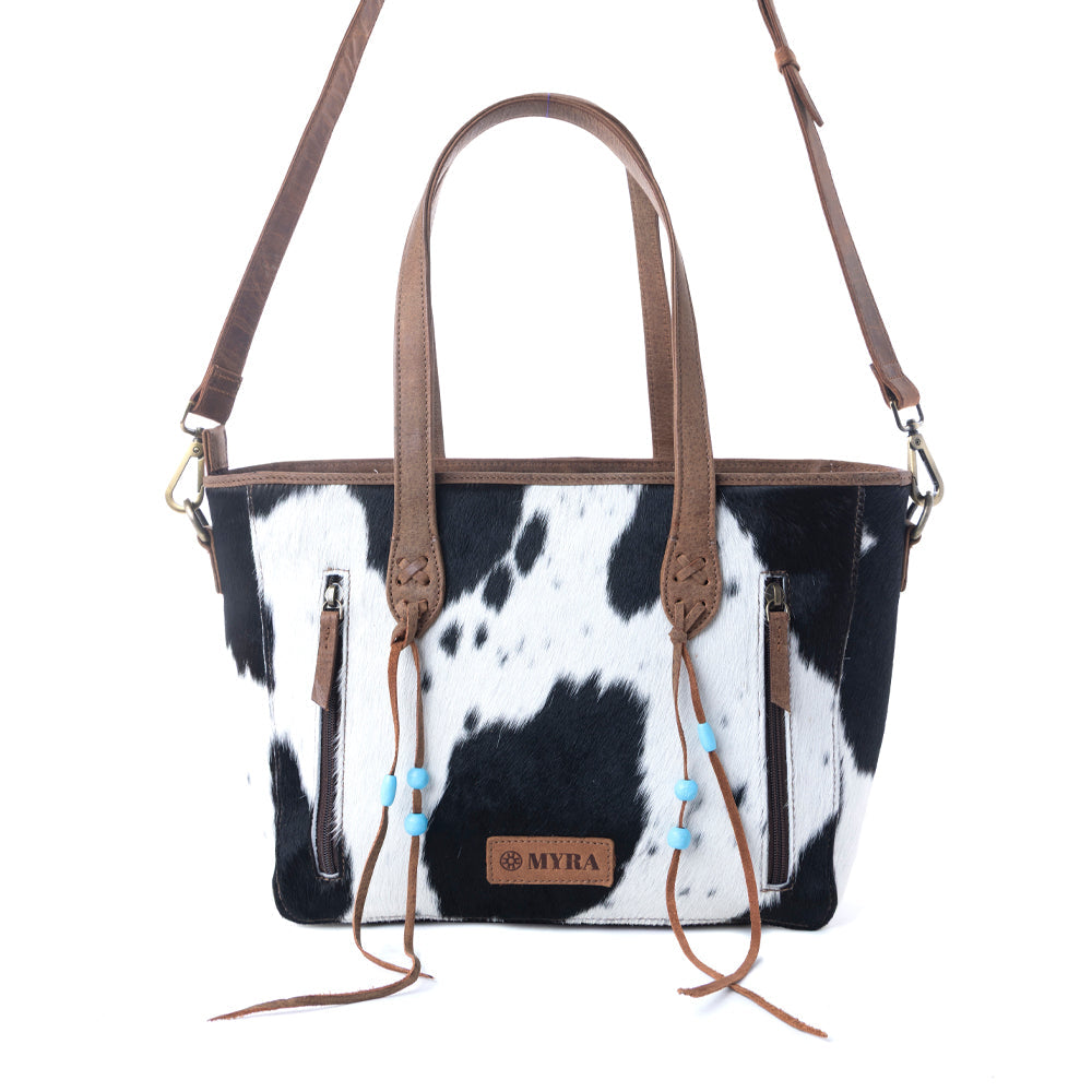 Saddle Crestfall Hand-Tooled Tote in Cowhide Frost