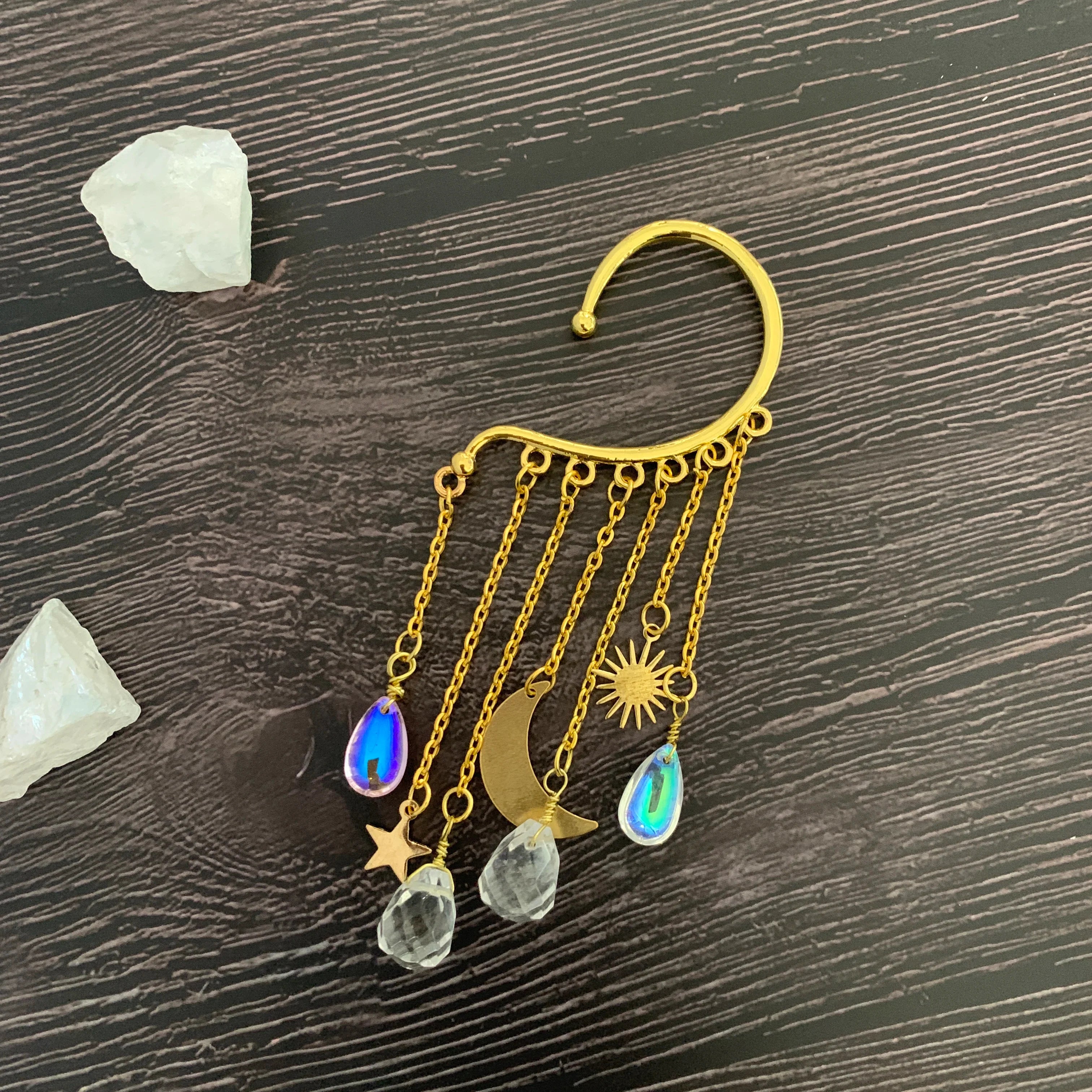 Crystal Charm Ear Cuffs