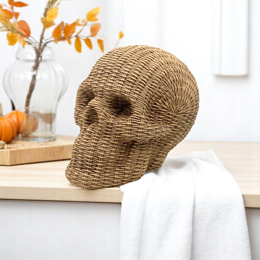 Rattan-Style Resin Skull