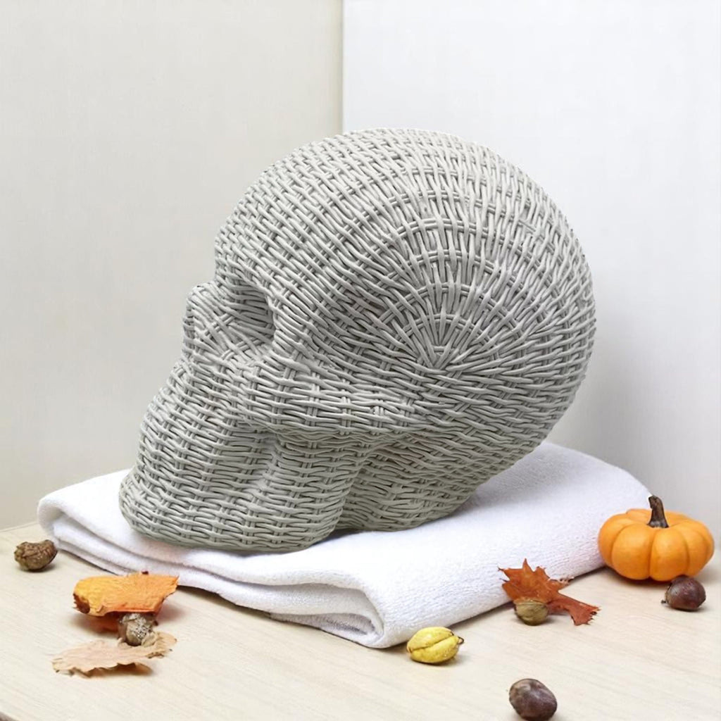 Rattan-Style Resin Skull