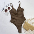 Tan Girl Cross-Back One-Piece Swimsuit