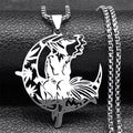 Smoking Witch Broom Moon Necklace
