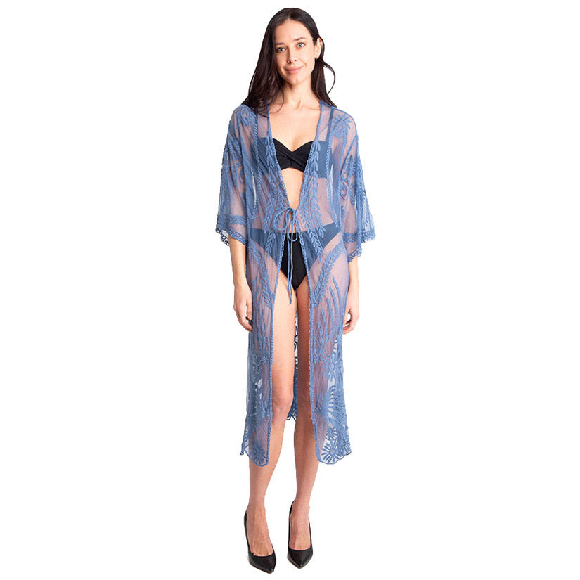 Lux Lace Tie Knot Closure Cover up Kimono Poncho