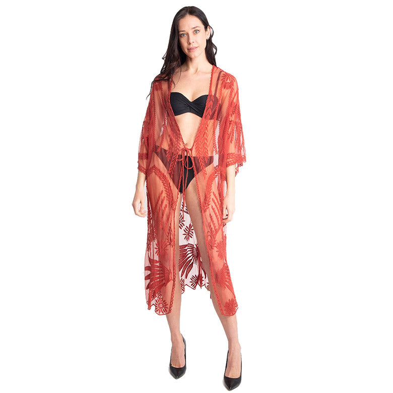 Lux Lace Tie Knot Closure Cover up Kimono Poncho