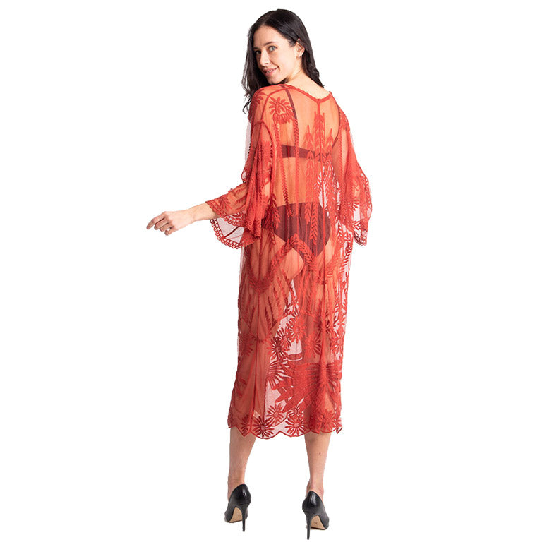 Lux Lace Tie Knot Closure Cover up Kimono Poncho