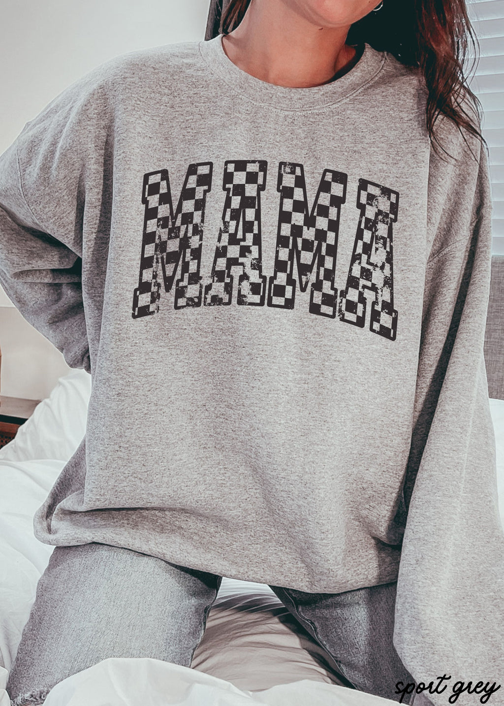 Mama Outline Checkered Sweatshirt