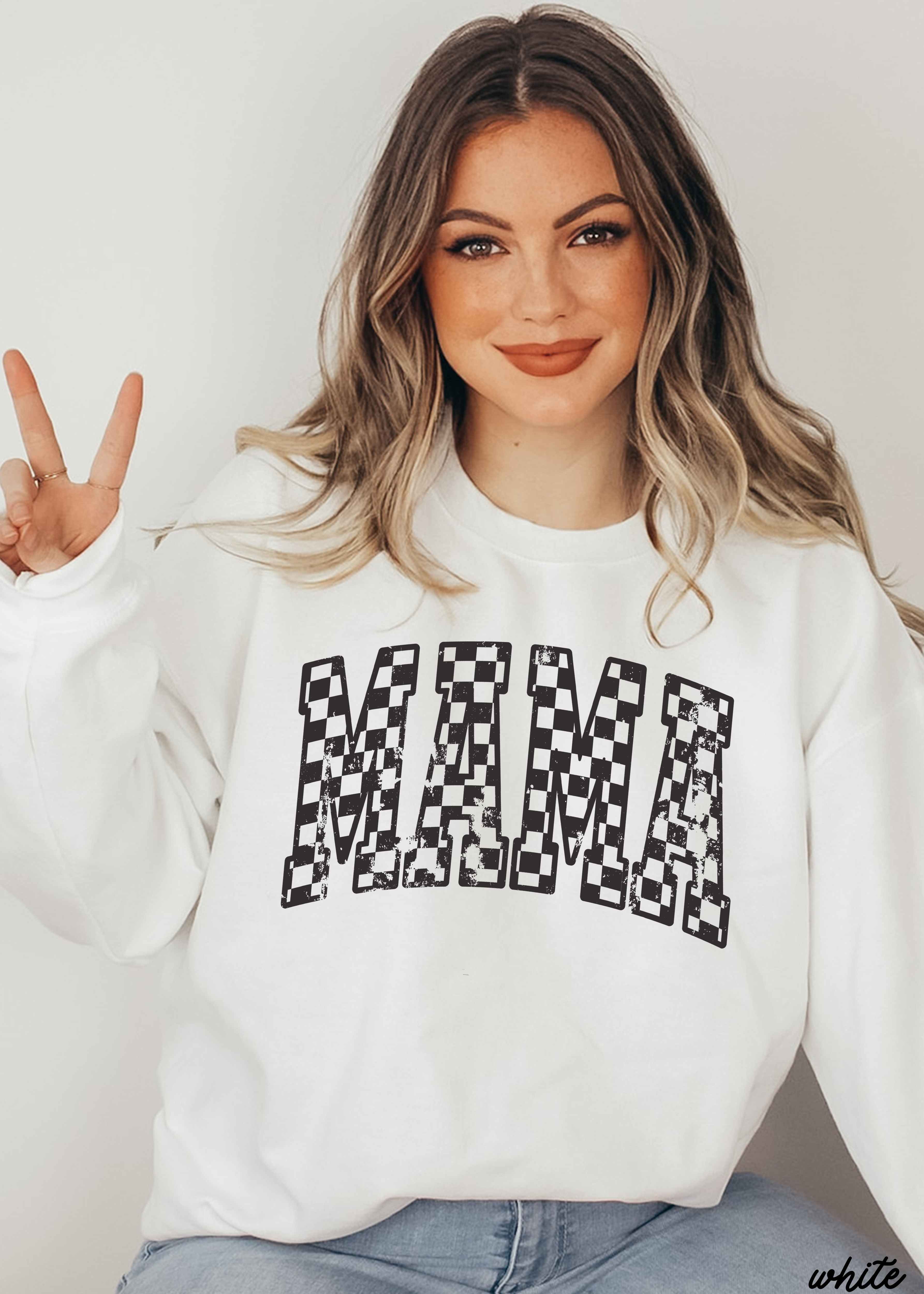 Mama Outline Checkered Sweatshirt