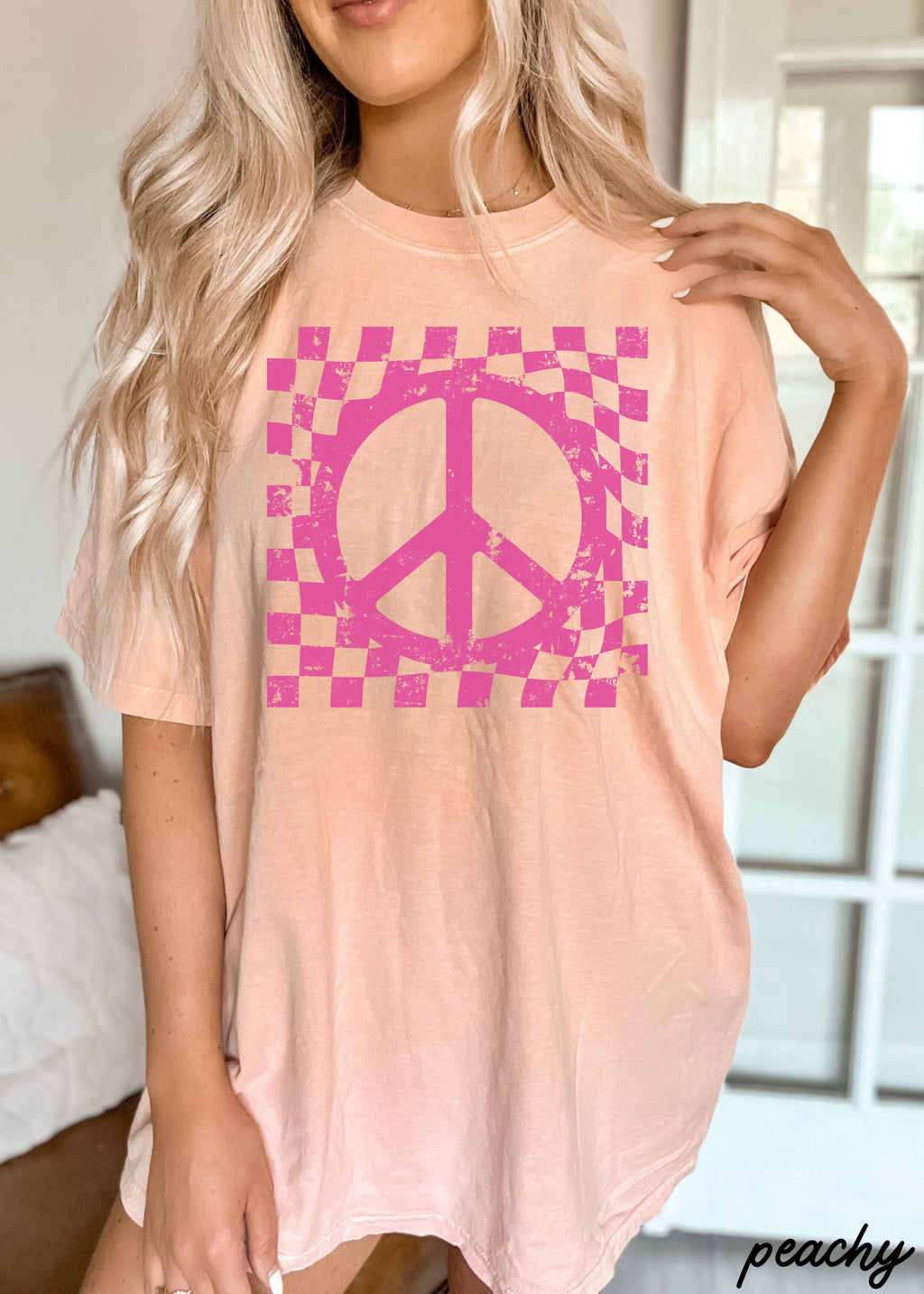 Checkered Peace Sign Tee