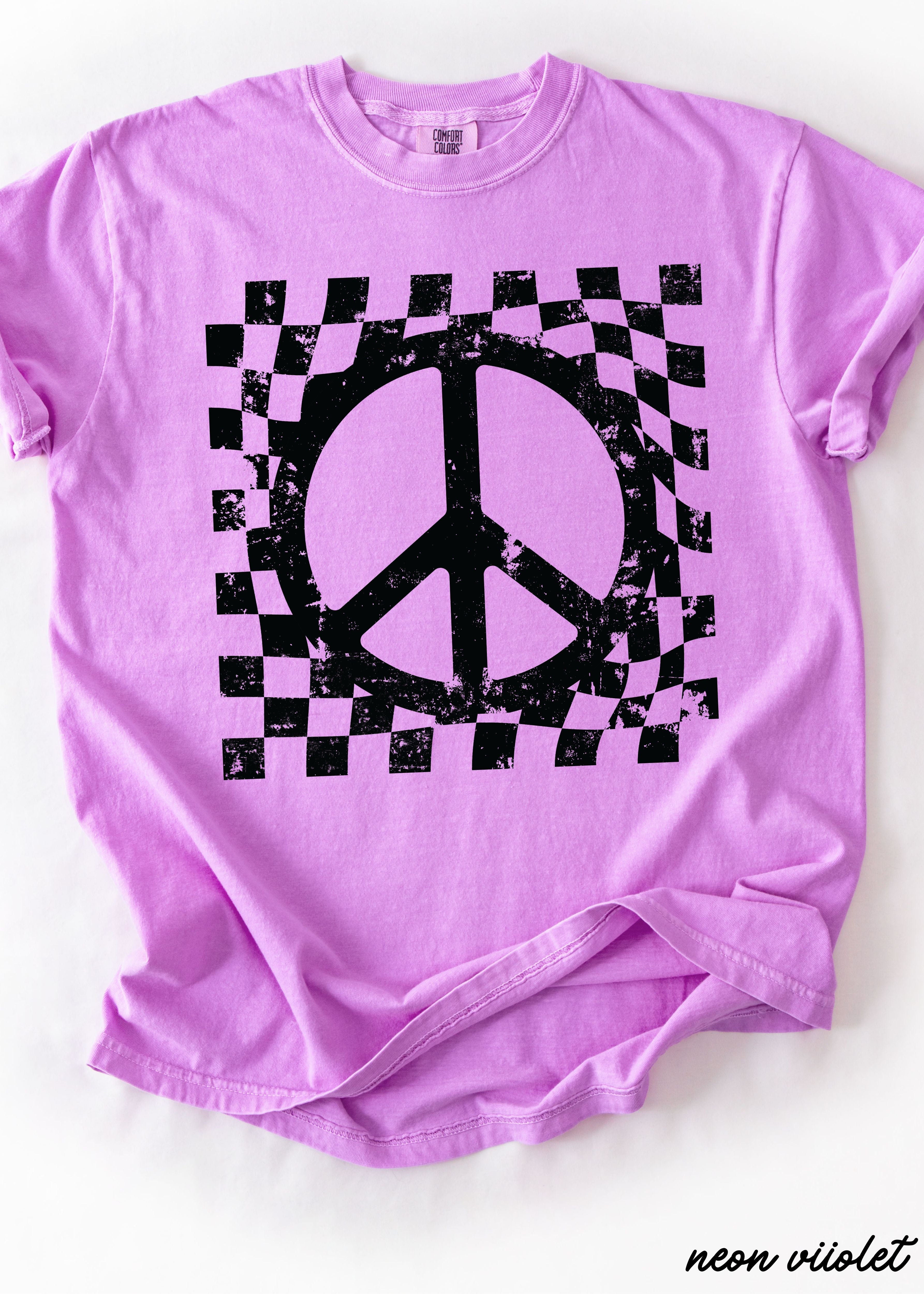 Checkered Peace Sign Tee
