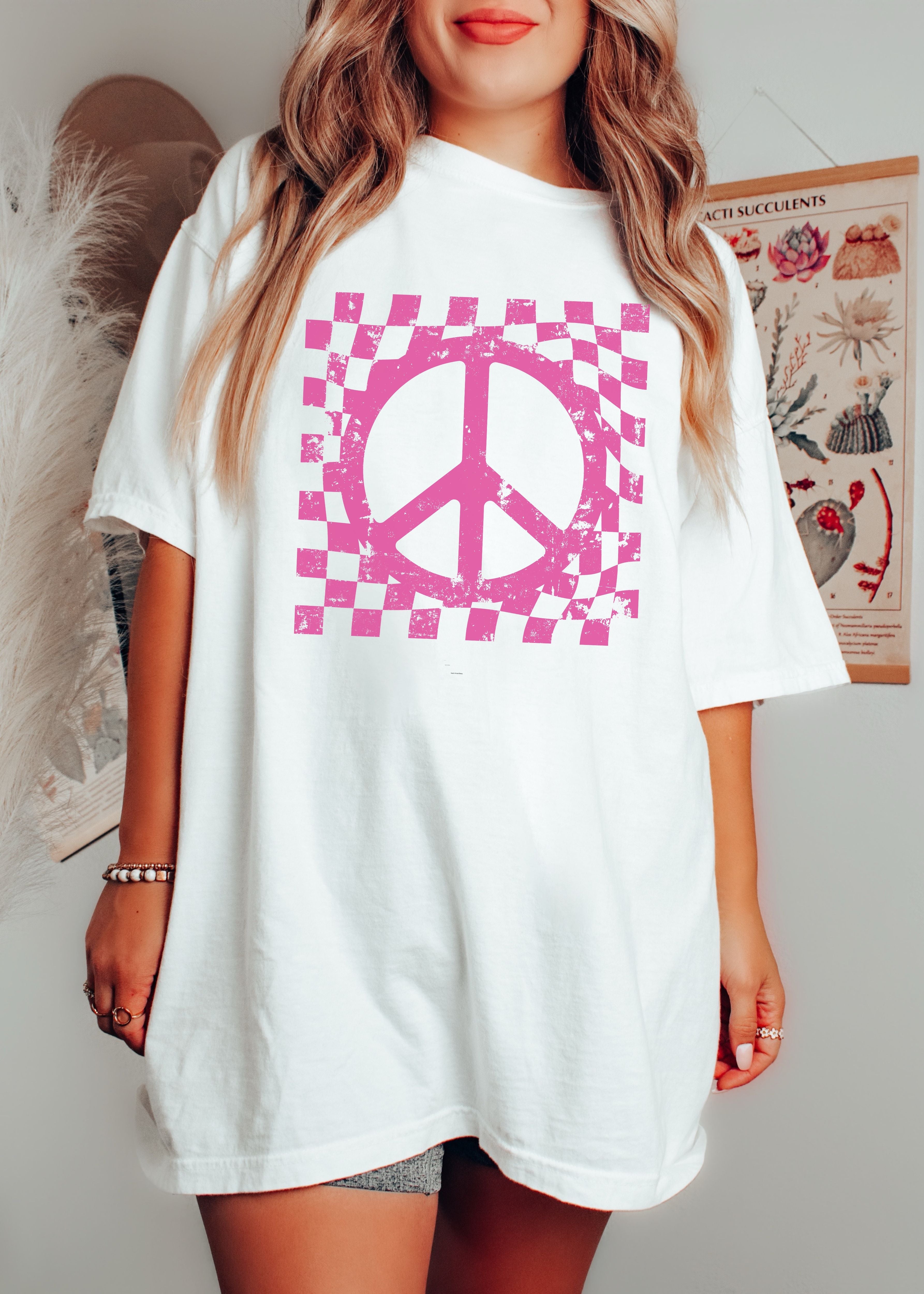 Checkered Peace Sign Tee