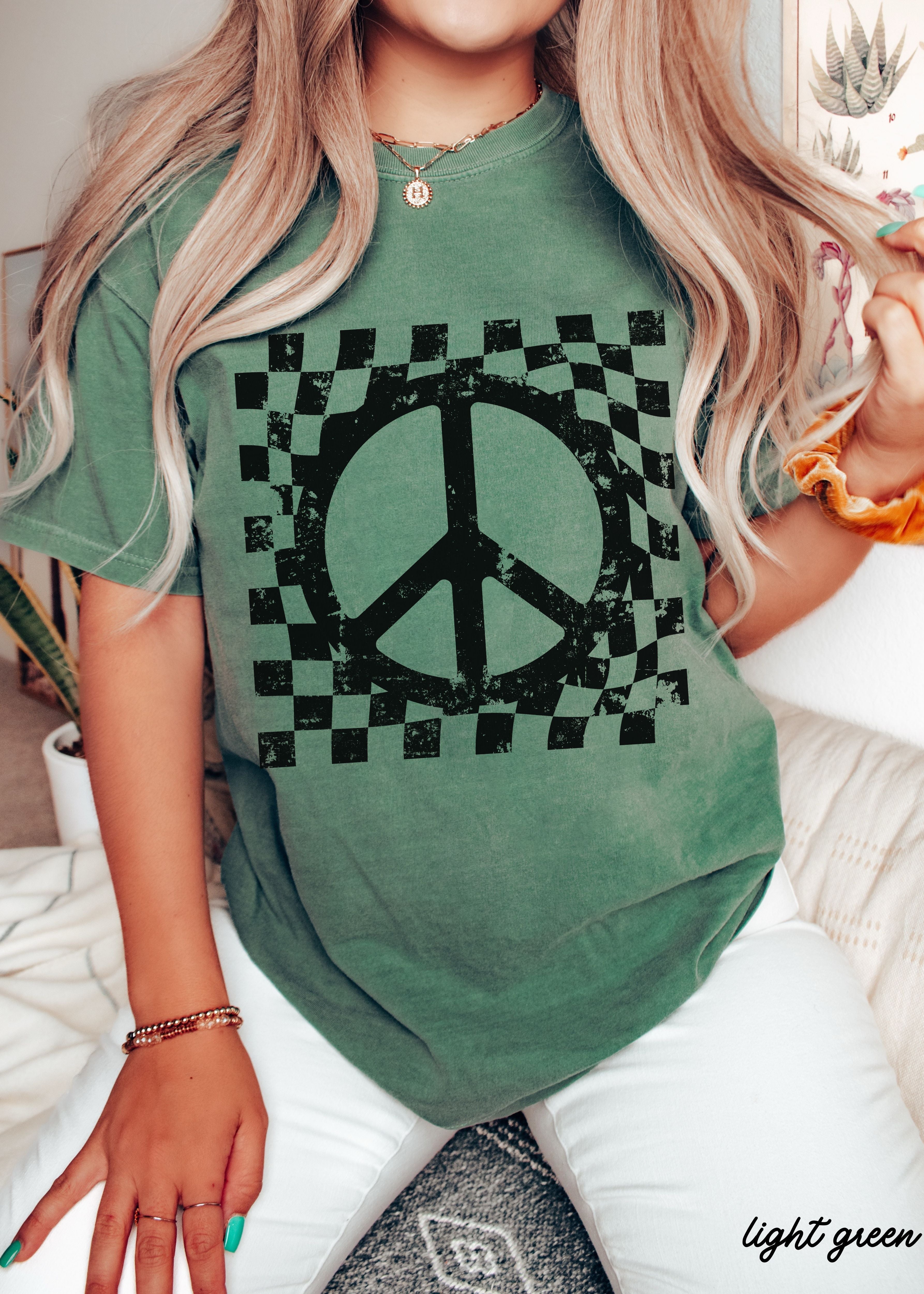 Checkered Peace Sign Tee
