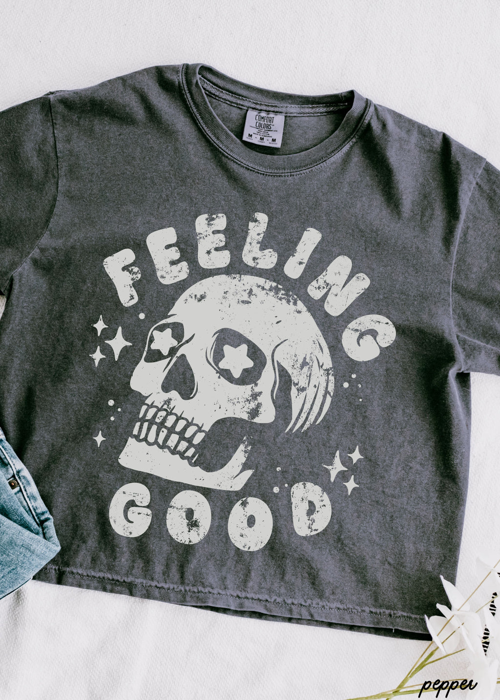 Feeling Good Skull Crop Tee