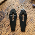 Black Coffin Cross Drop Earrings
