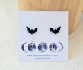 Black Bat Stud Earrings