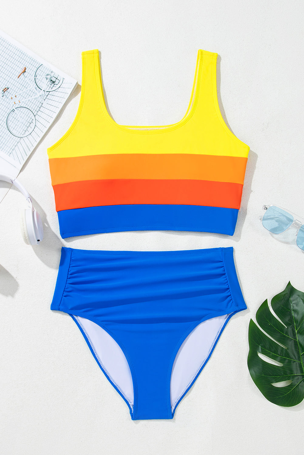 Gidget Colorblock High Waist Bikini Set