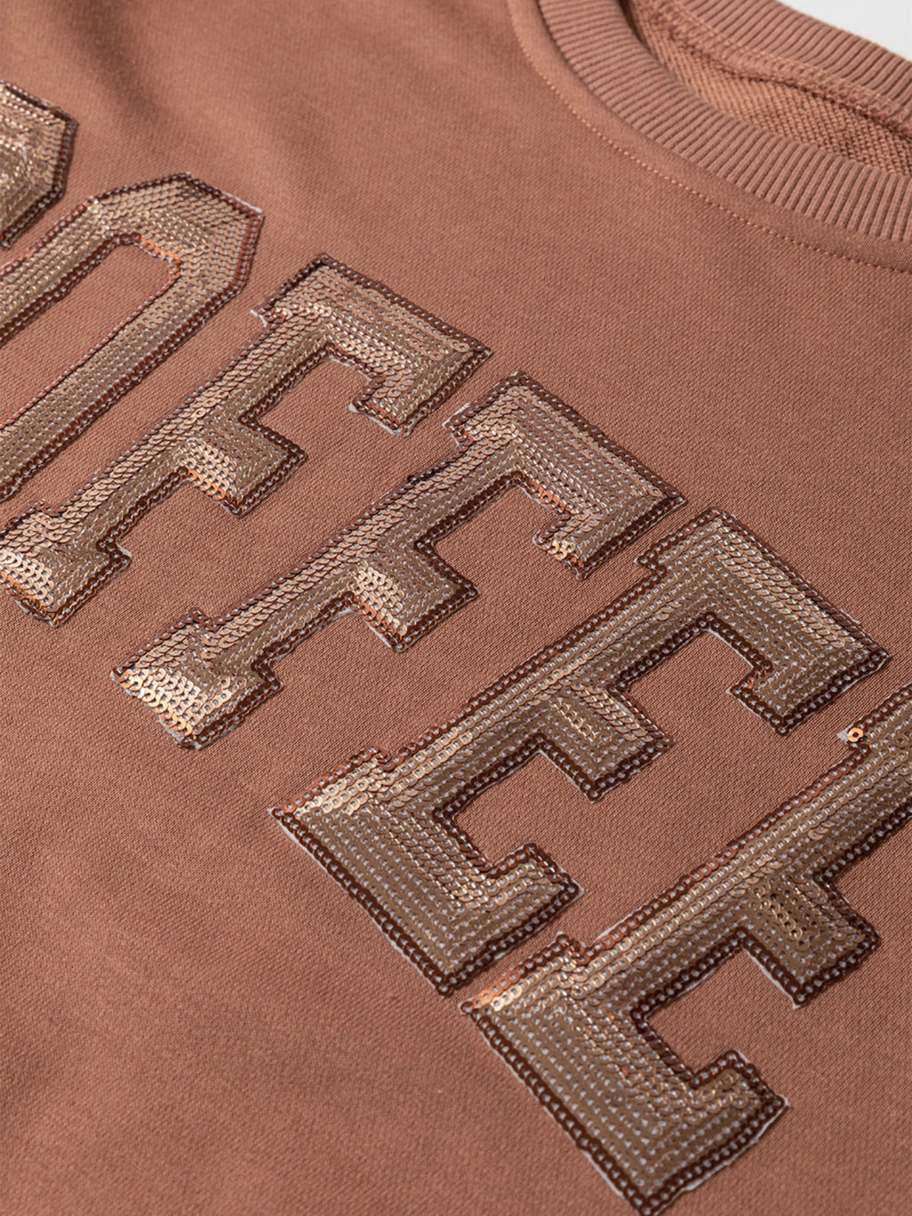 COFFEE Sequin Letter Sweatshirt & Shorts Set