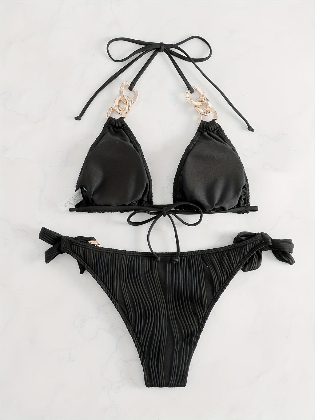 Golden Chain Halter Bikini Set