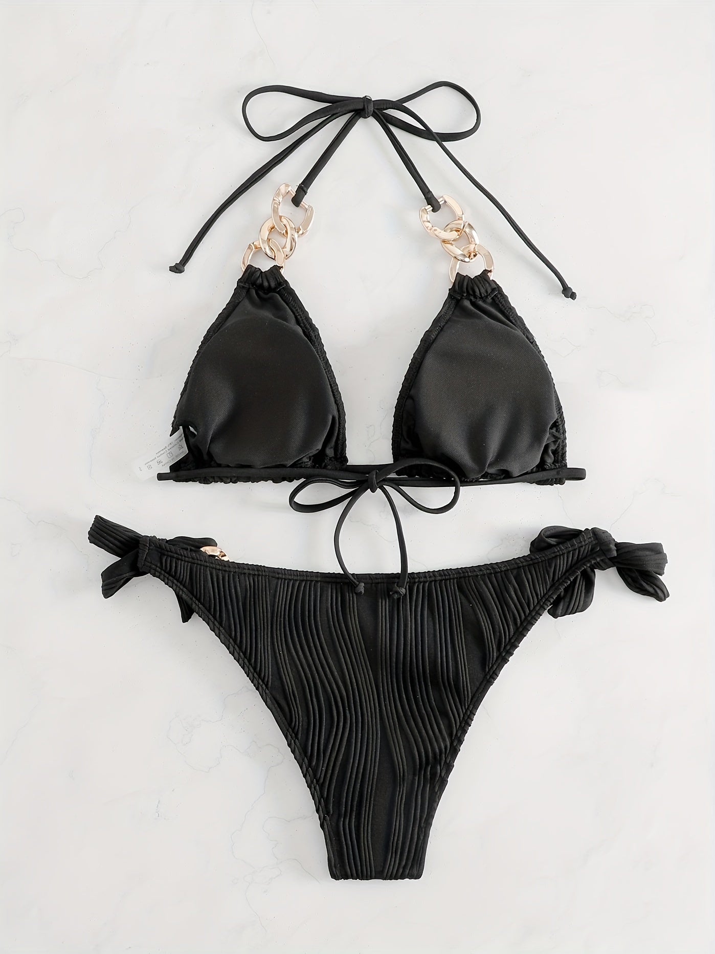 Golden Chain Halter Bikini Set