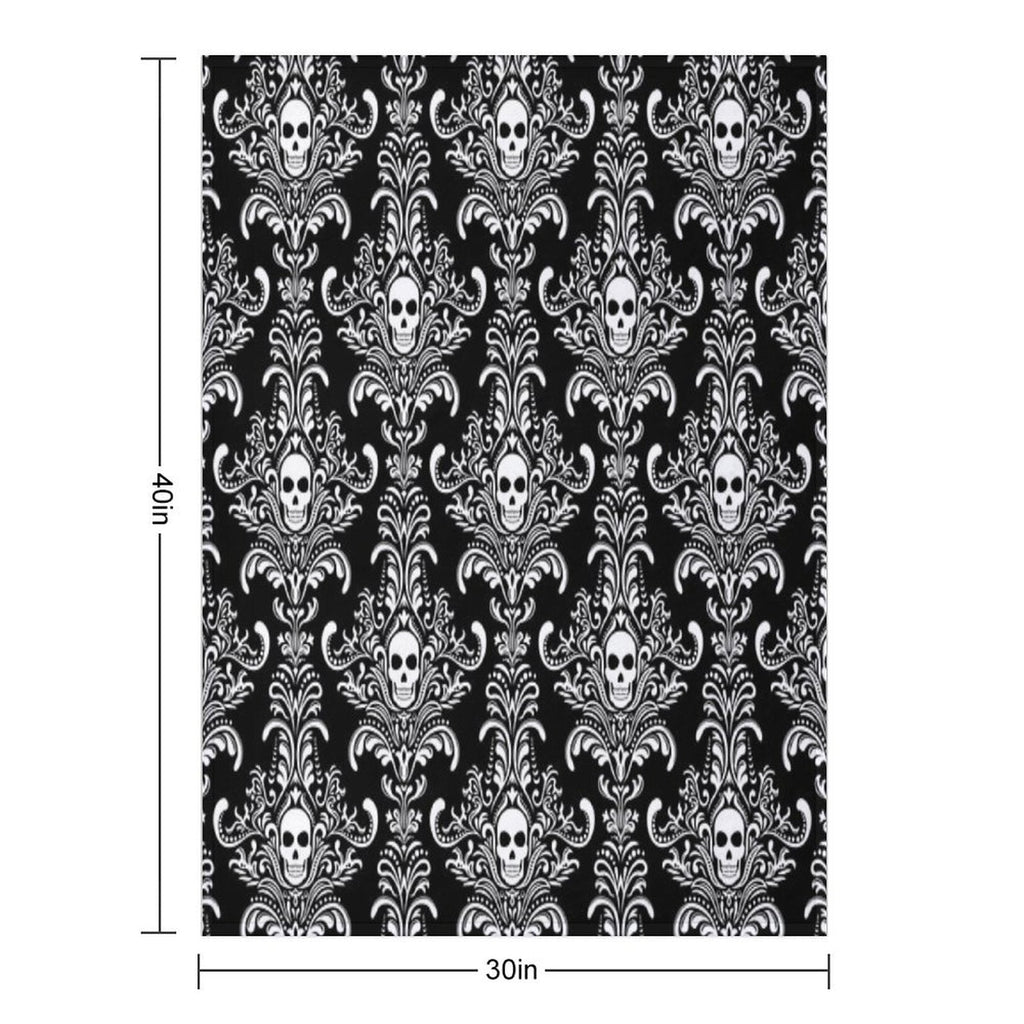 Skulls Damask Goth Halloween Pattern Throw Blanket