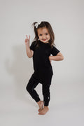 Black Bamboo Lyocell Zip Romper