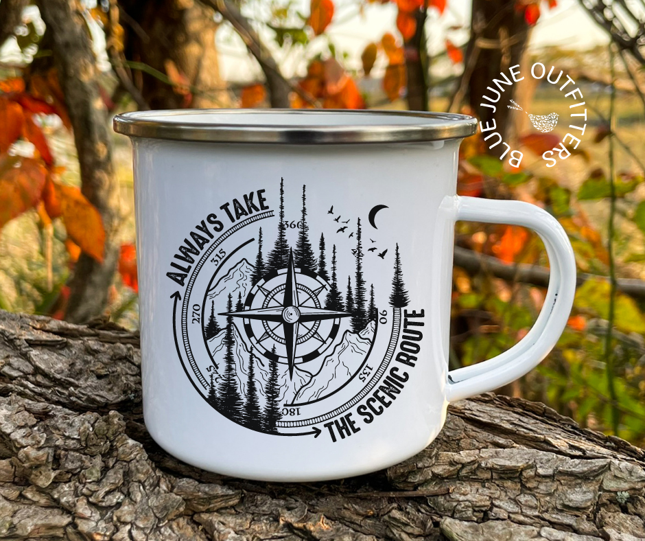 Scenic Route Enamel Camping Mug