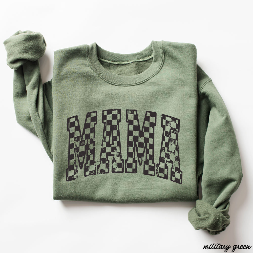 Mama Outline Checkered Sweatshirt