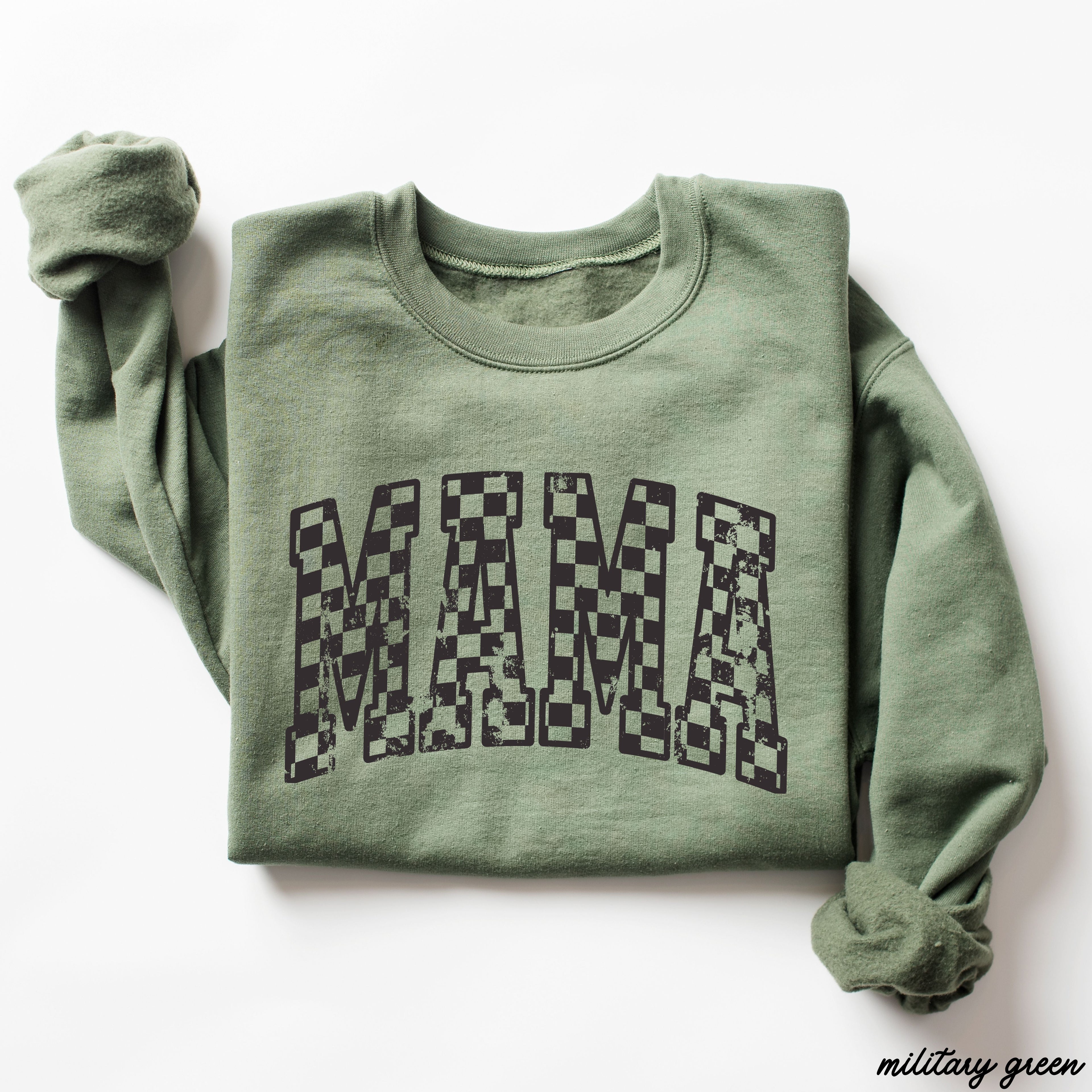 Mama Outline Checkered Sweatshirt