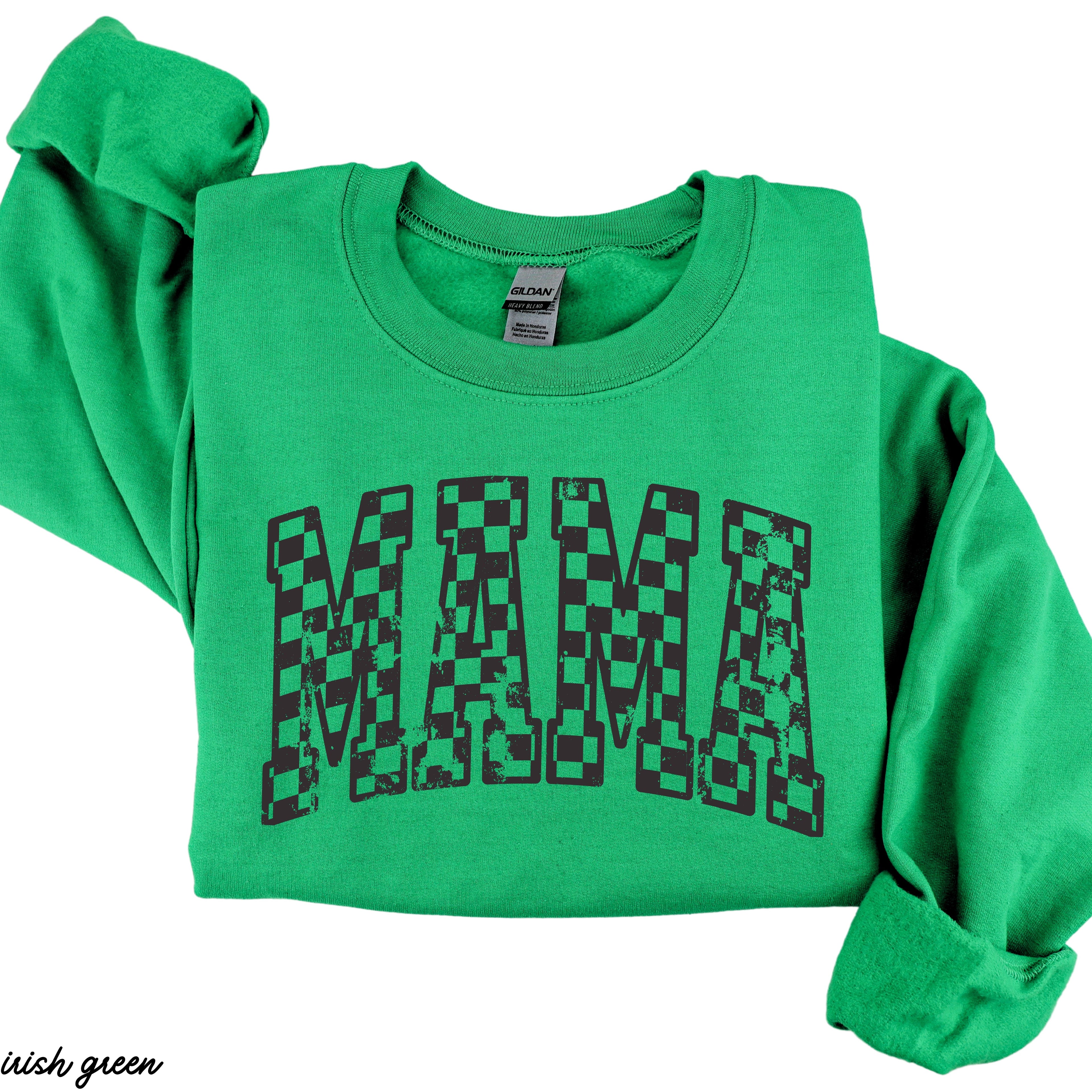 Mama Outline Checkered Sweatshirt