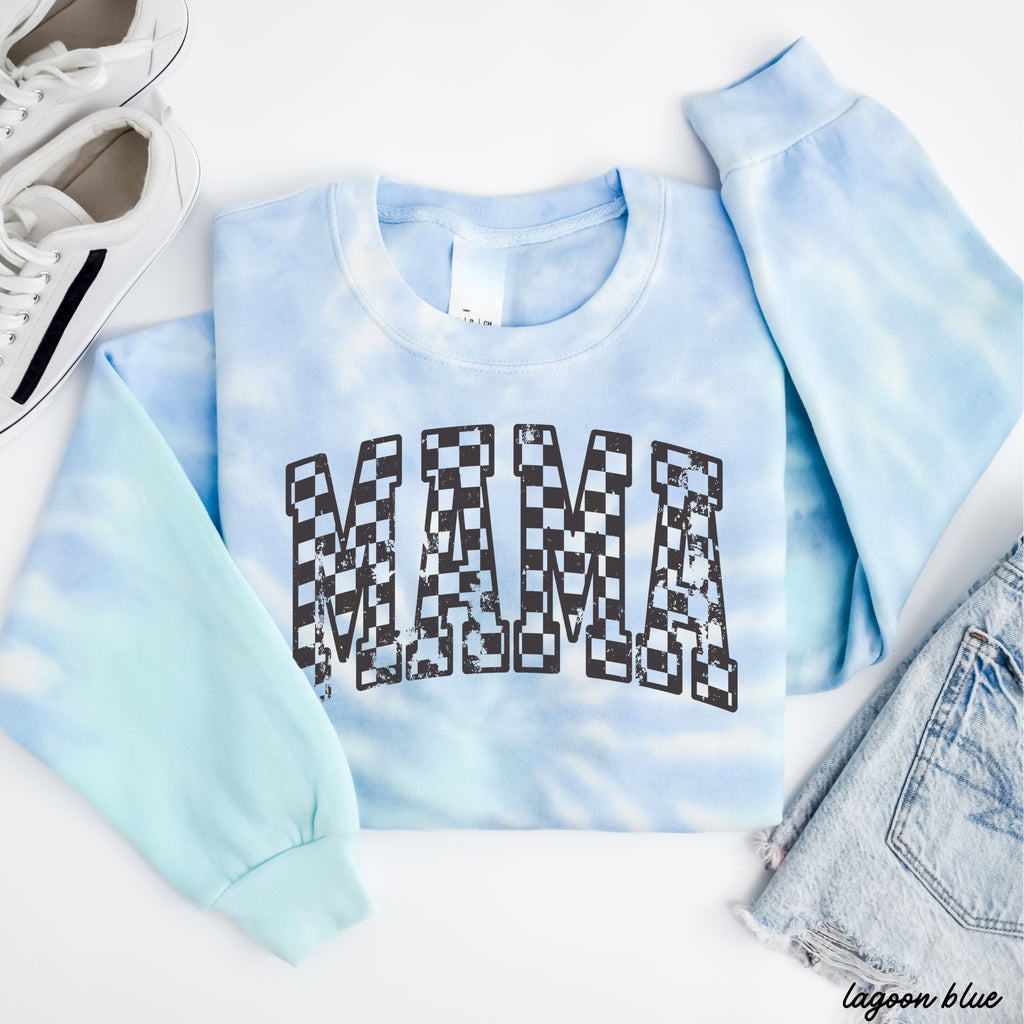 Mama Checkered Tie Dye Sweatshirt