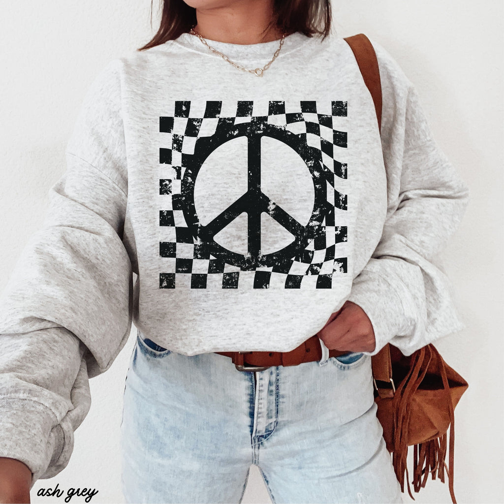 Checkered Peace Sign Sweatshirt