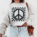 Checkered Peace Sign Sweatshirt