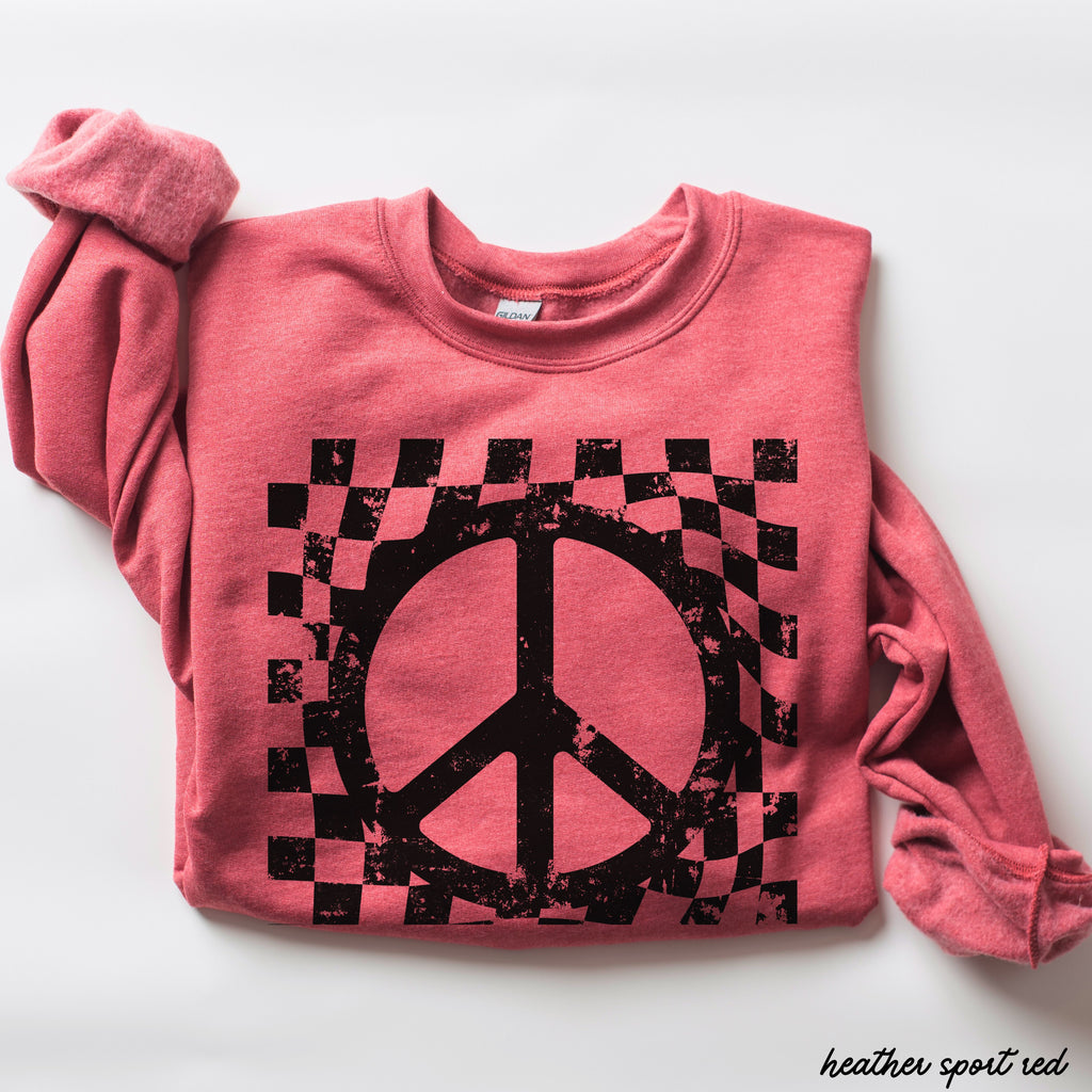 Checkered Peace Sign Sweatshirt