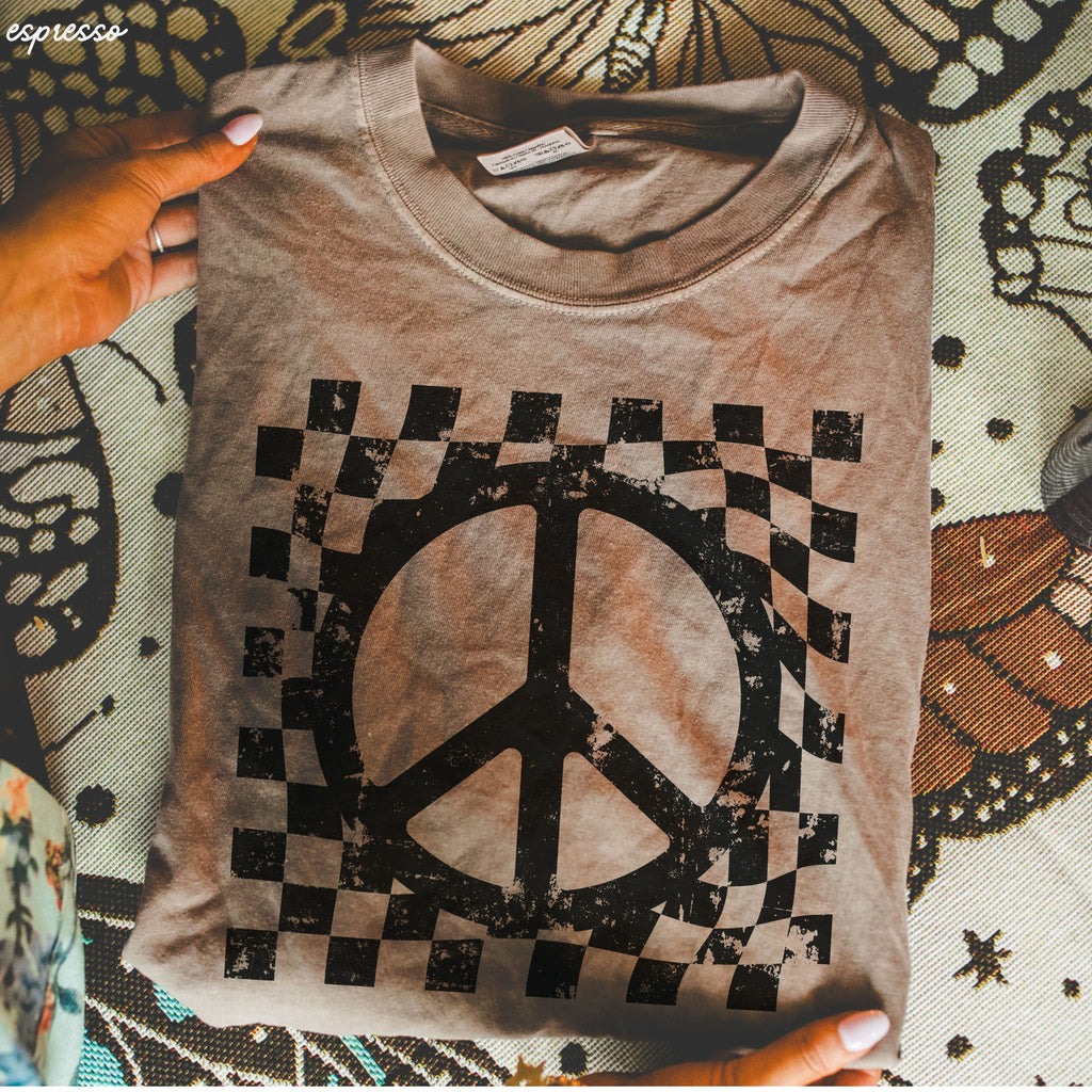 Checkered Peace Sign Tee