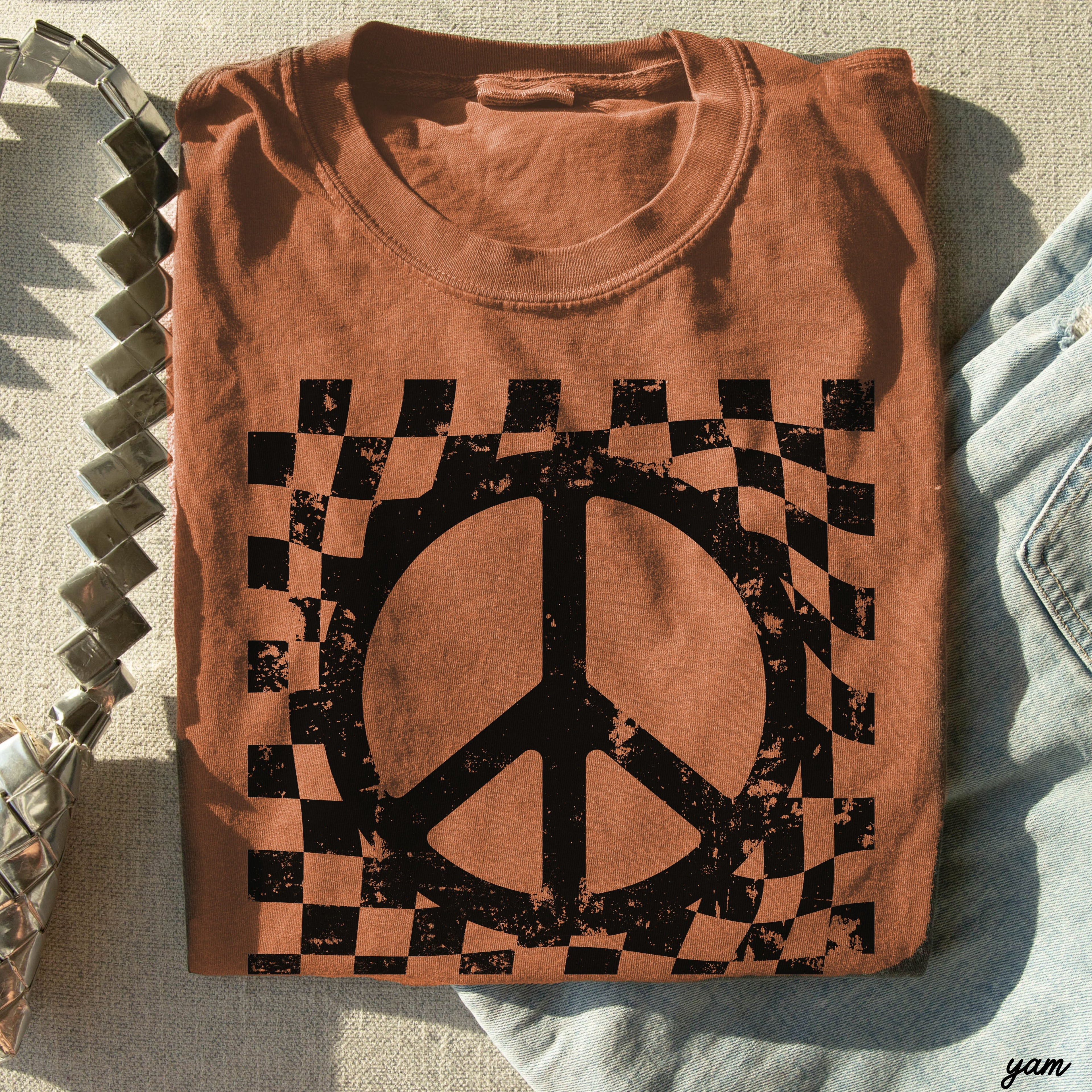 Checkered Peace Sign Tee