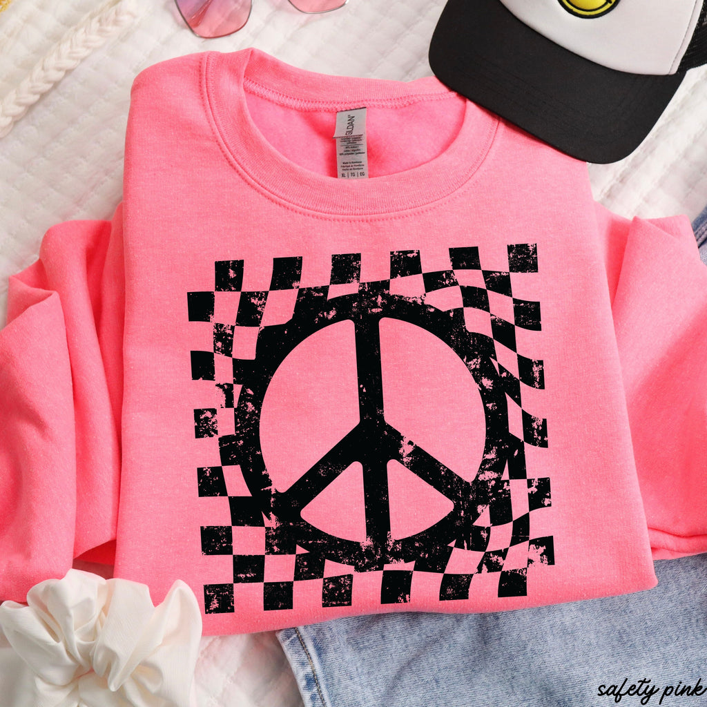 Checkered Peace Sign Sweatshirt