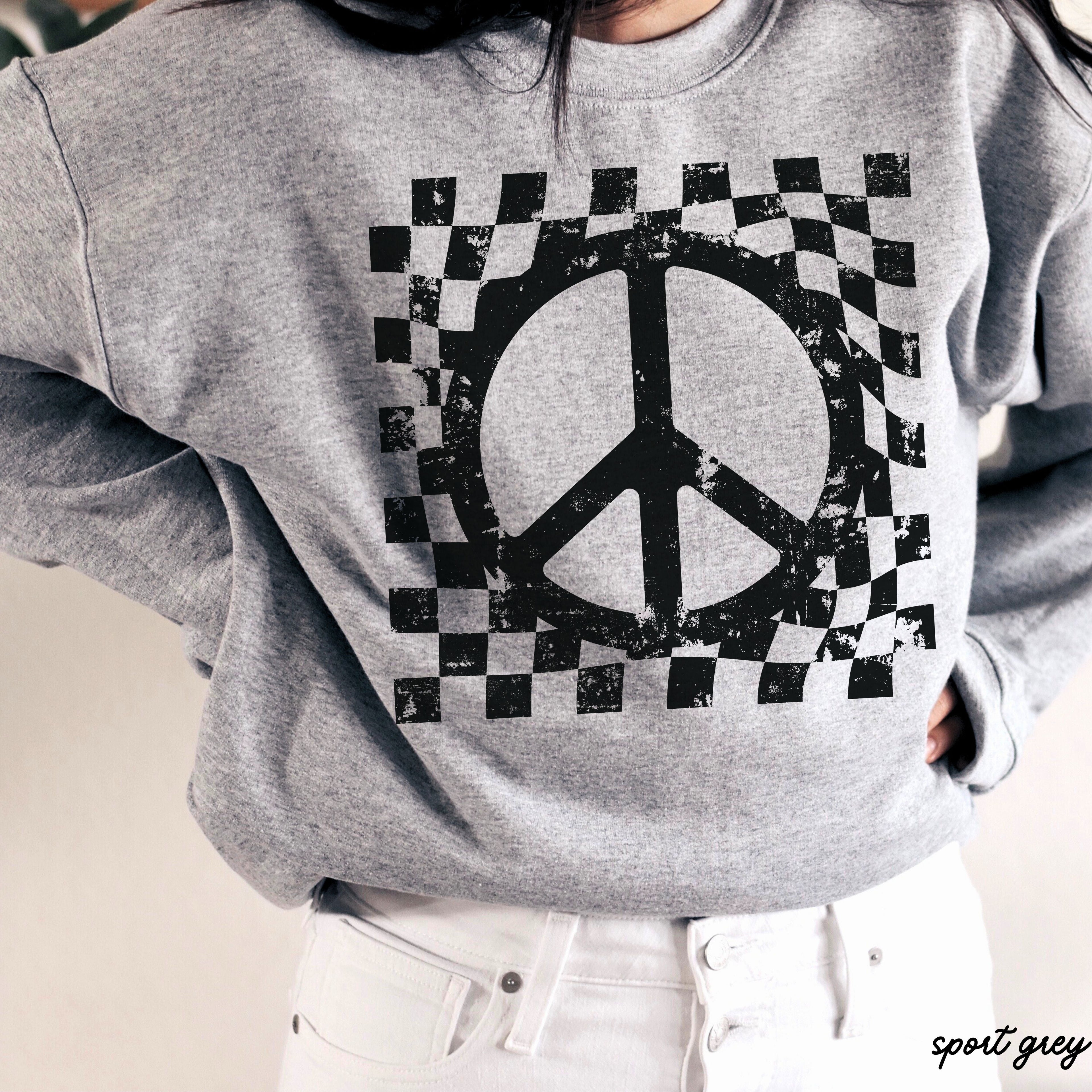 Checkered Peace Sign Sweatshirt