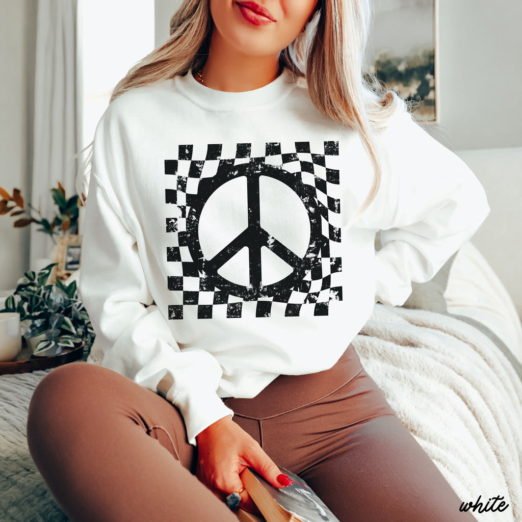 Checkered Peace Sign Sweatshirt