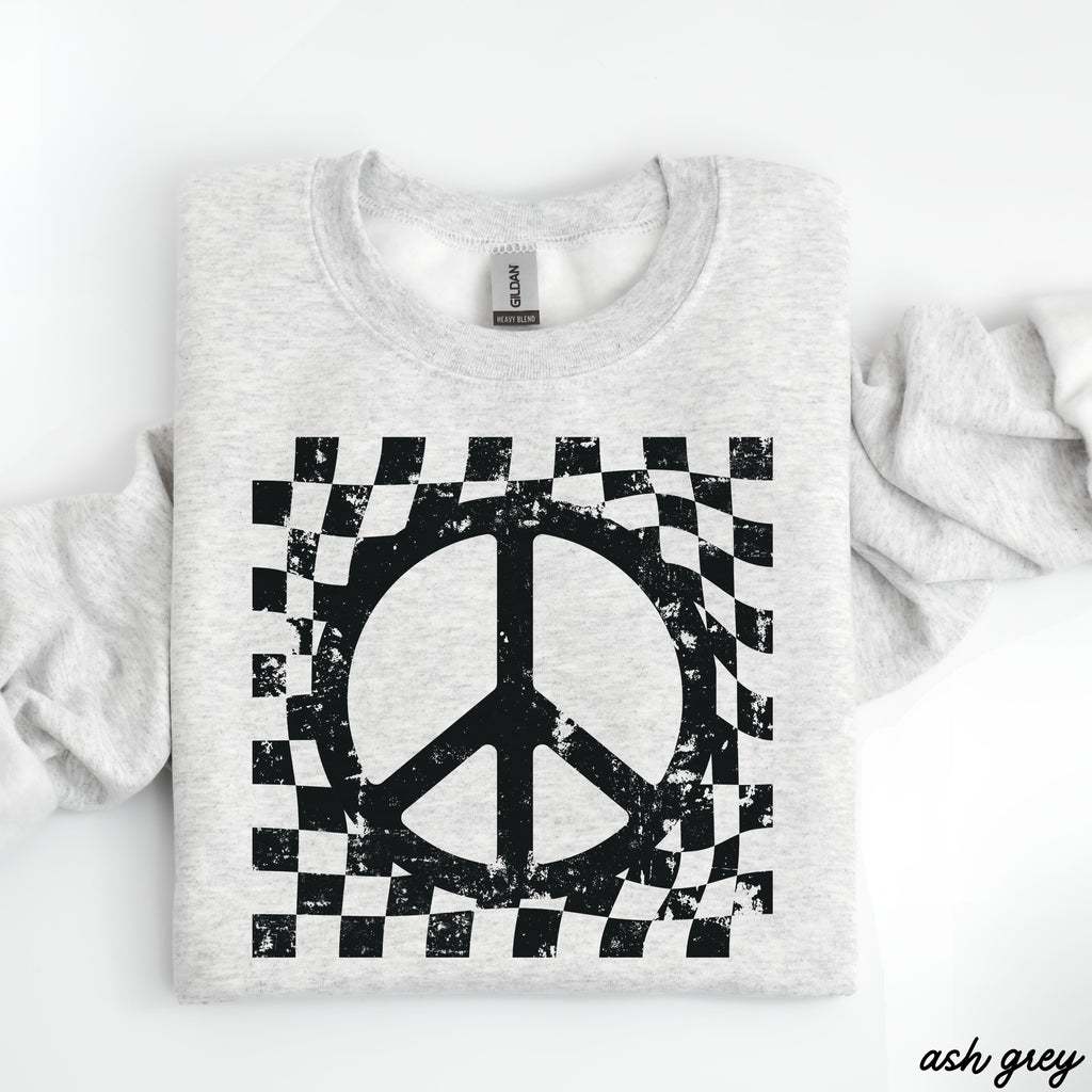 Checkered Peace Sign Sweatshirt