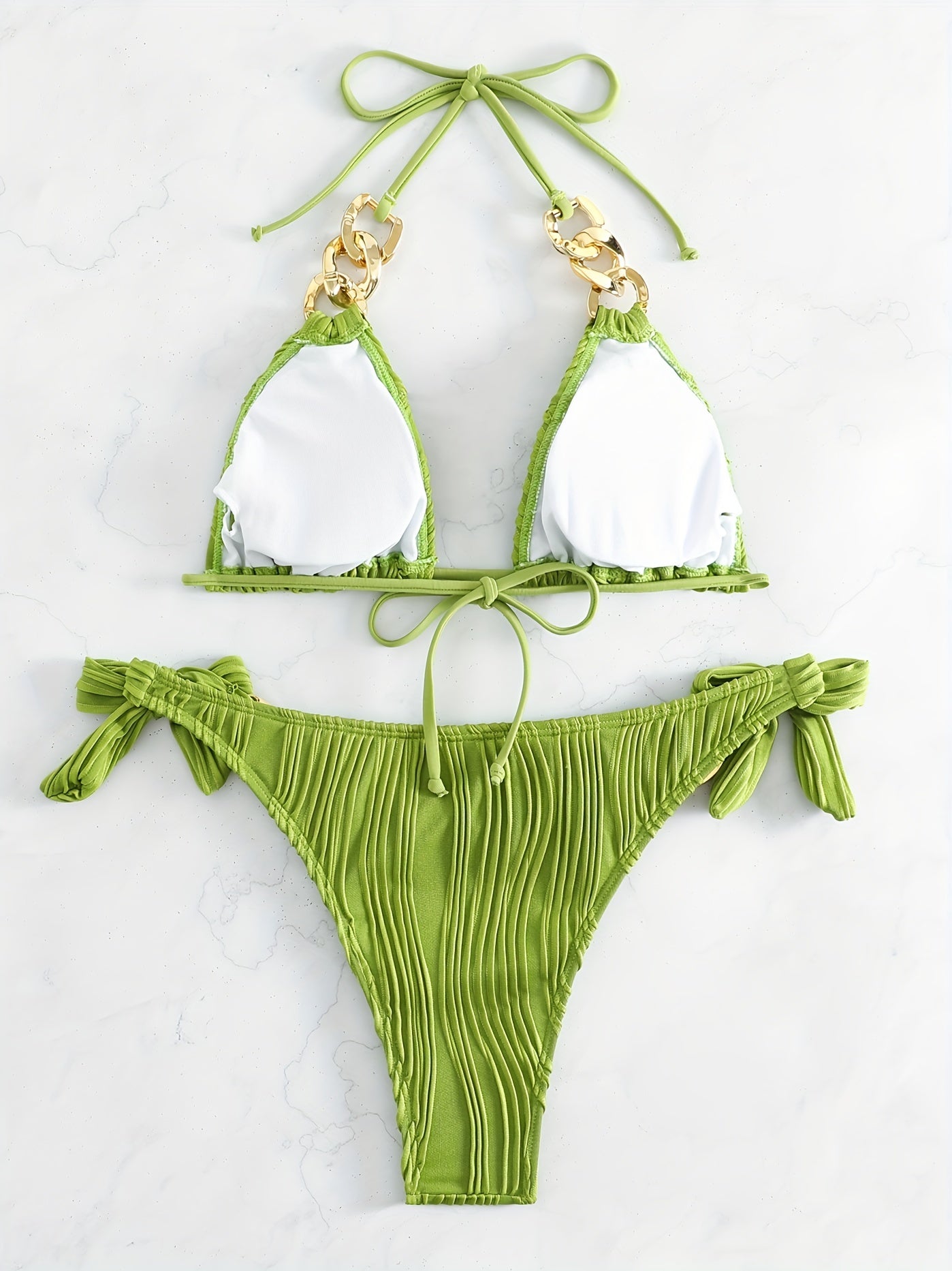 Golden Chain Halter Bikini Set