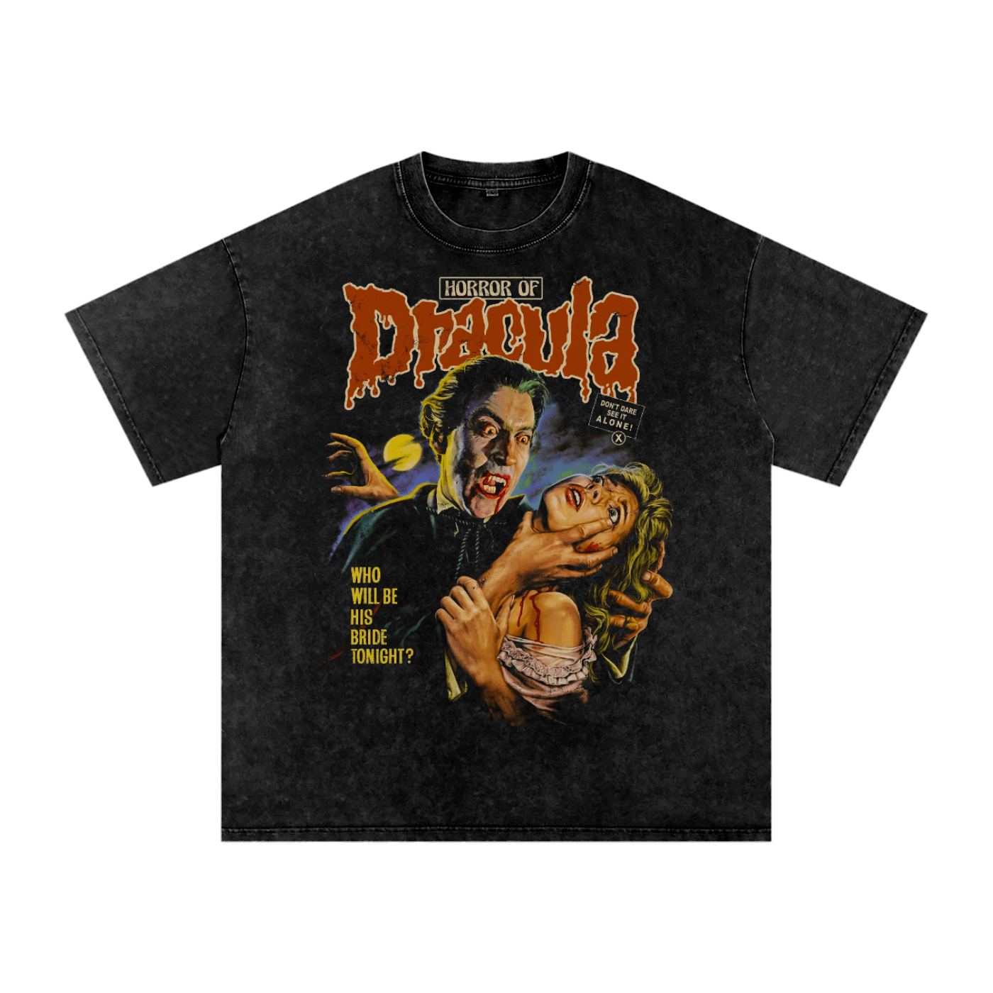 Dracula Bites Vintage Acid Wash Oversized Tee