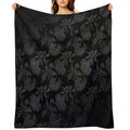 Black & Silver Vintage Damask Throw Blanket