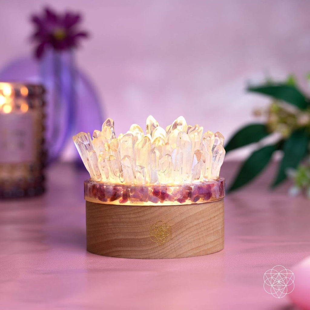 Quartz & Tourmaline Lamp of Blooming Tranquility
