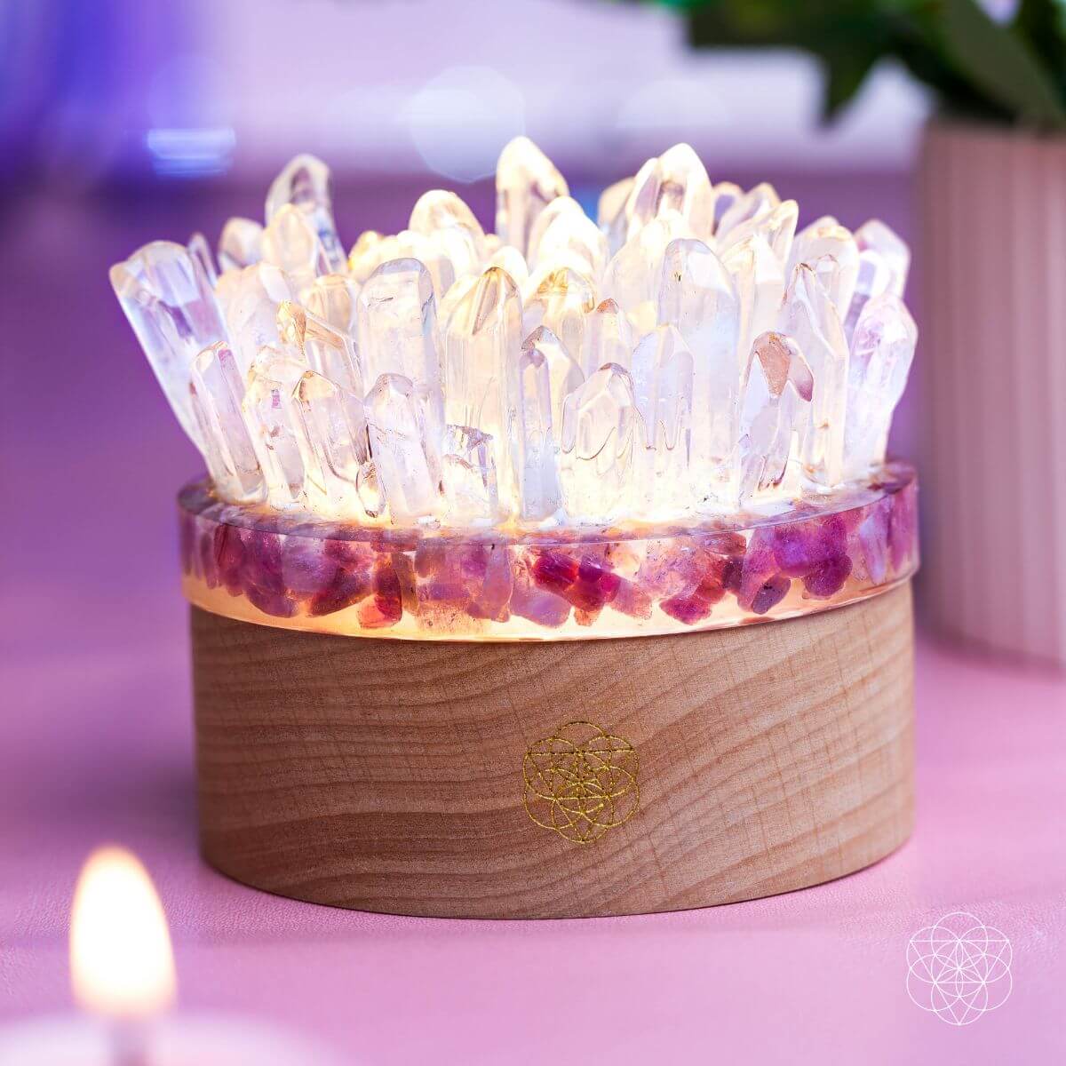 Quartz & Tourmaline Lamp of Blooming Tranquility
