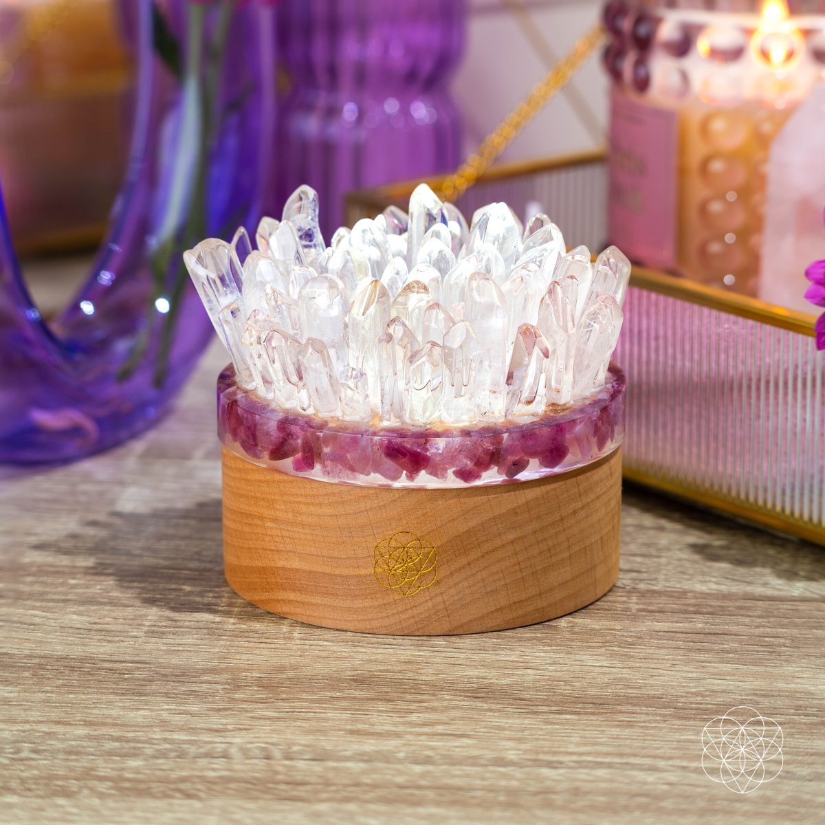 Quartz & Tourmaline Lamp of Blooming Tranquility