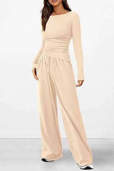 Soft Set Long-Sleeve Top & Wide-Leg Pants