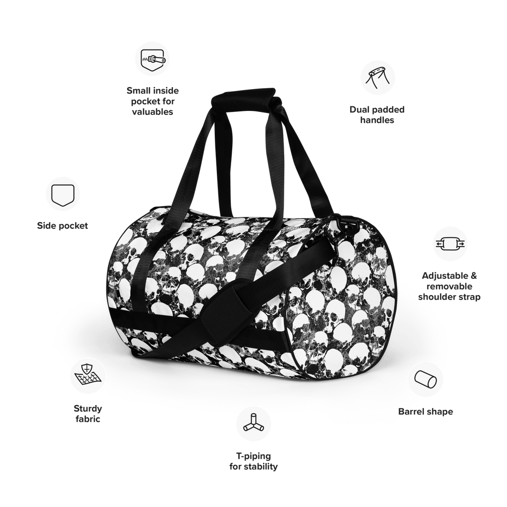 Grunge Skull All-Over Print Gym Bag